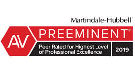 Martindale-Hubbell | AV Preeminent | Peer Rated For Highest Level Of Professional Excellence | 2019